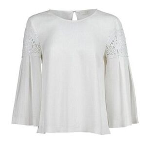 NWT Ramy Brook Lilly White Bell & Lace Sleeve Blouse